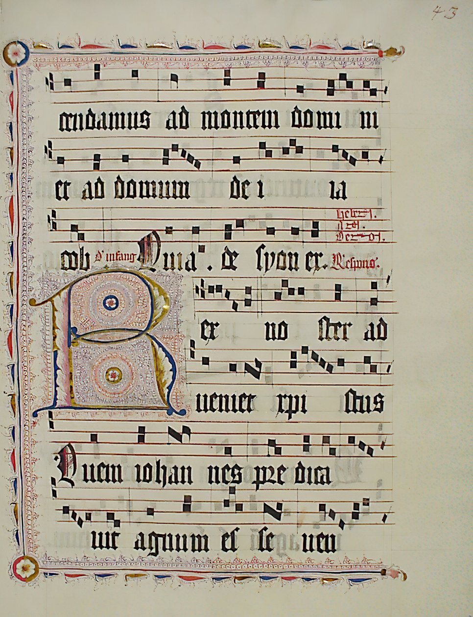 Foglio di manoscritto con iniziale R, da un antifonario, tedesco, secondo quarto del XV secolo da Unbekannt
