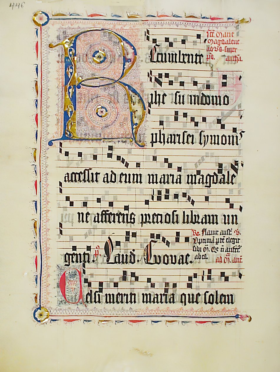 Foglio di manoscritto con iniziale R, da un antifonario, tedesco, secondo quarto del XV secolo da Unbekannt