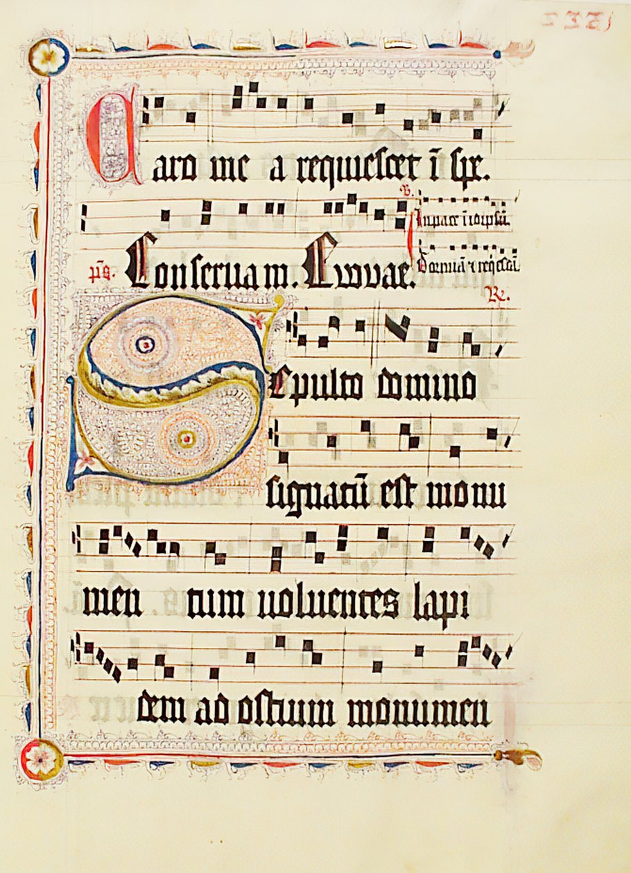 Foglio di manoscritto con iniziale S, da un antifonario, tedesco, secondo quarto del XV secolo da Unbekannt