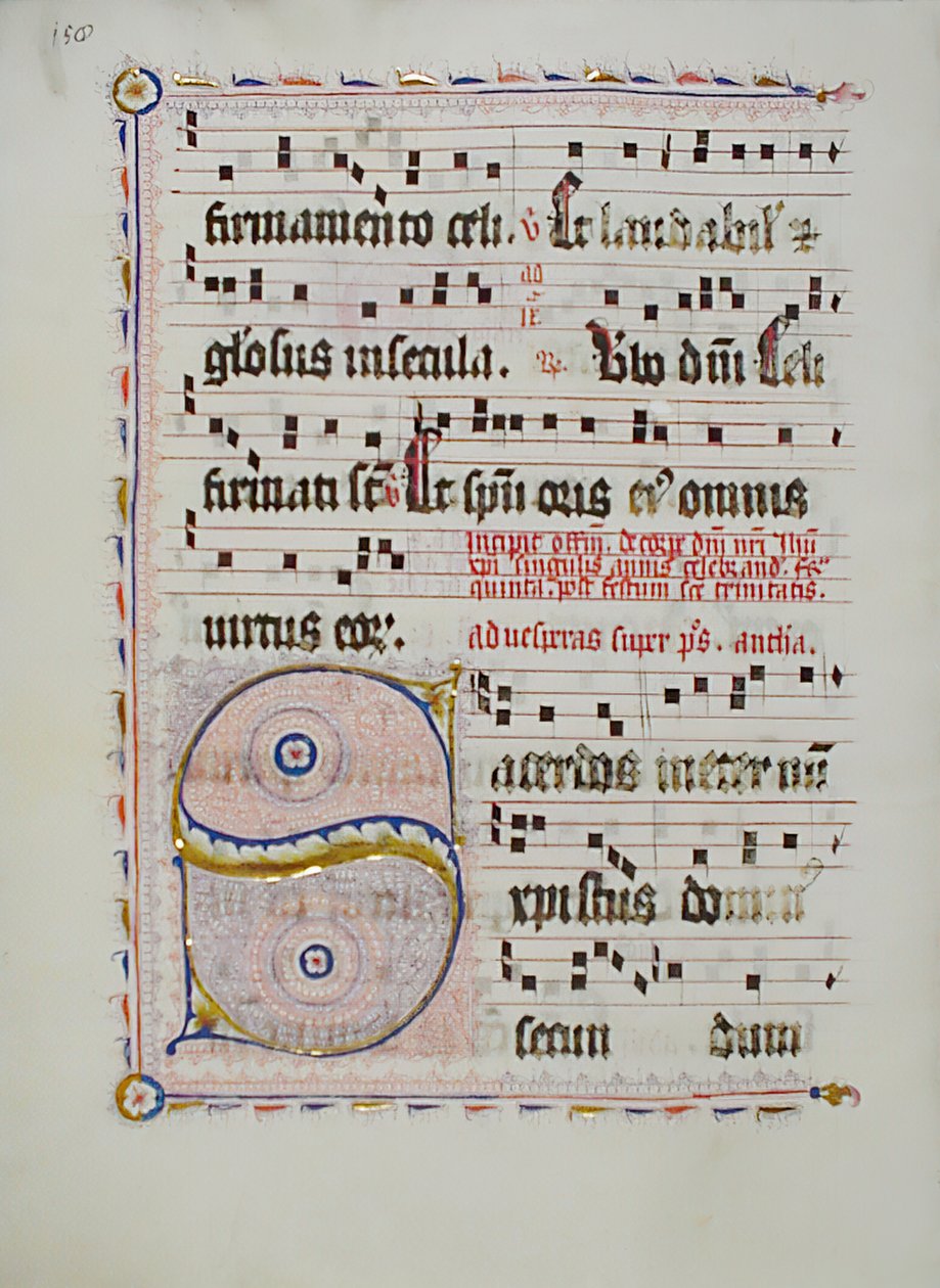 Foglio di manoscritto con iniziale S, da un antifonario, tedesco, secondo quarto del XV secolo da Unbekannt