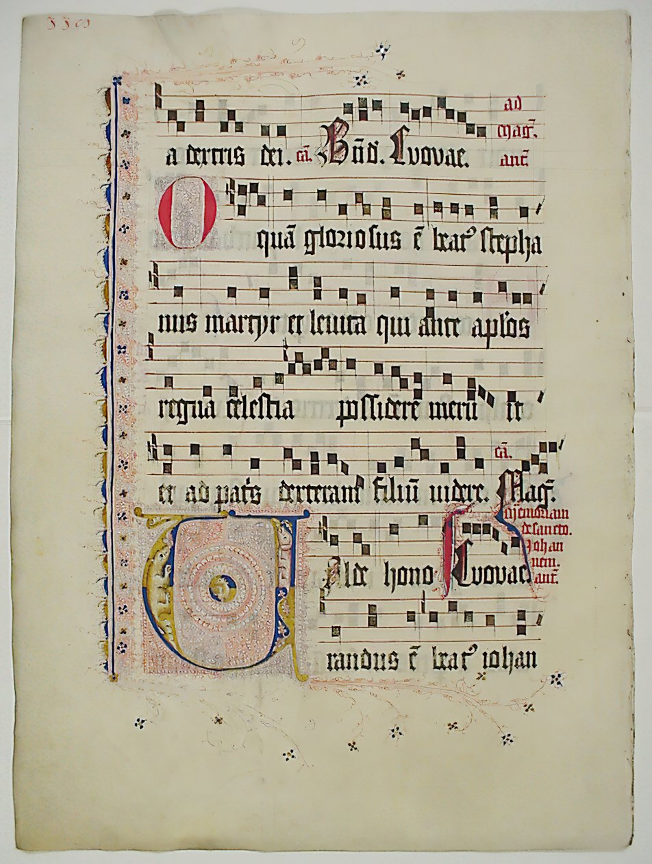 Foglio di manoscritto con iniziale V, da un antifonario, tedesco, secondo quarto del XV secolo da Unbekannt
