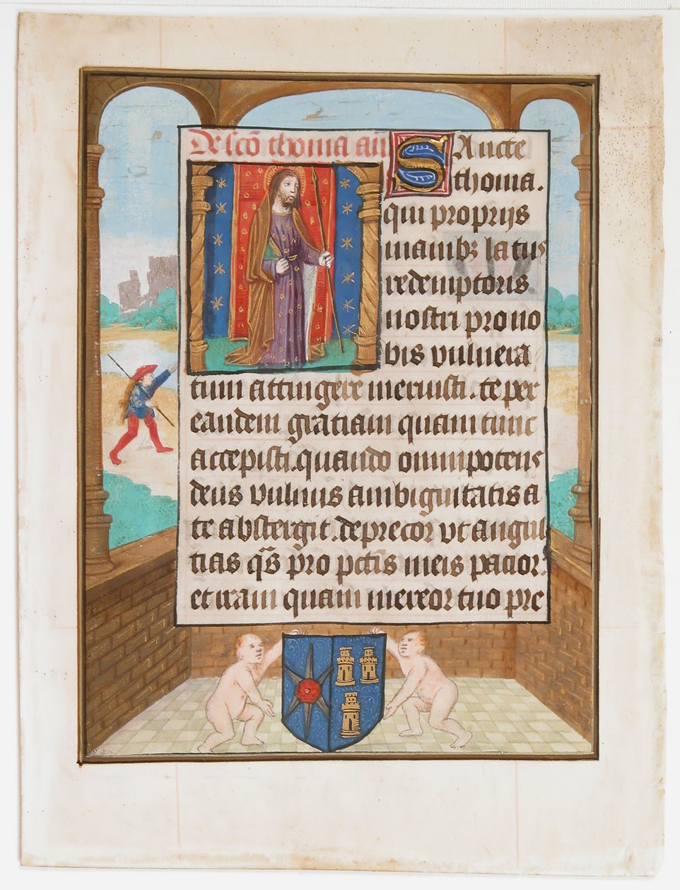 Foglio di manoscritto con San Tommaso, da un Libro d