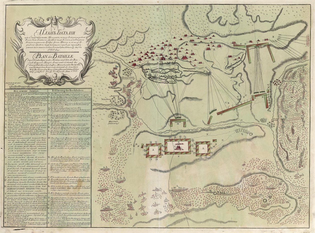 Mappa della battaglia di Savuchny, 1739-1740 da Unbekannt