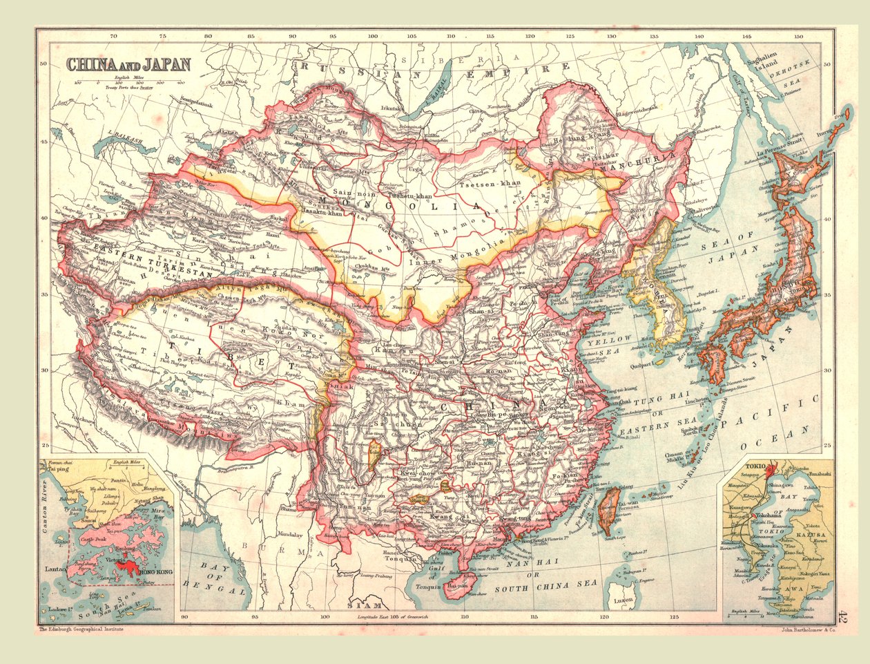Mappa della Cina e del Giappone, 1902 da Unbekannt