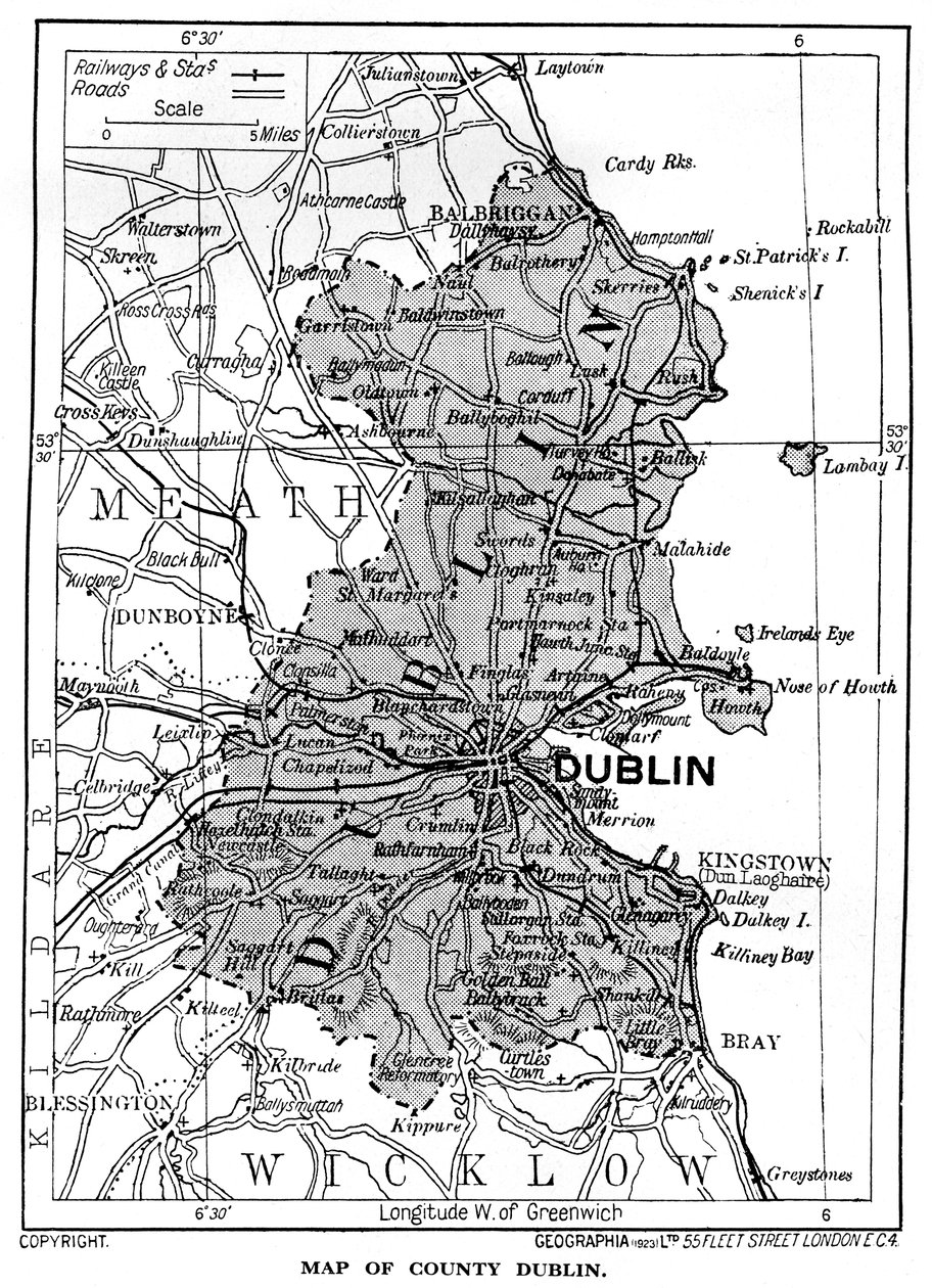 Mappa della contea di Dublino, Irlanda, 1924-1926 da Unbekannt