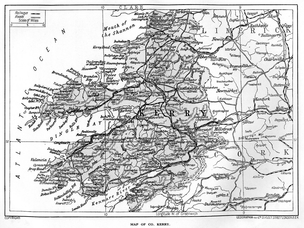 Mappa della contea di Kerry, Irlanda da Unbekannt