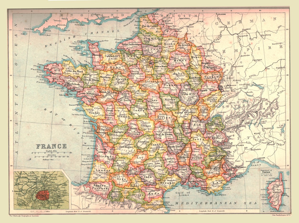 Mappa della Francia, 1902 da Unbekannt
