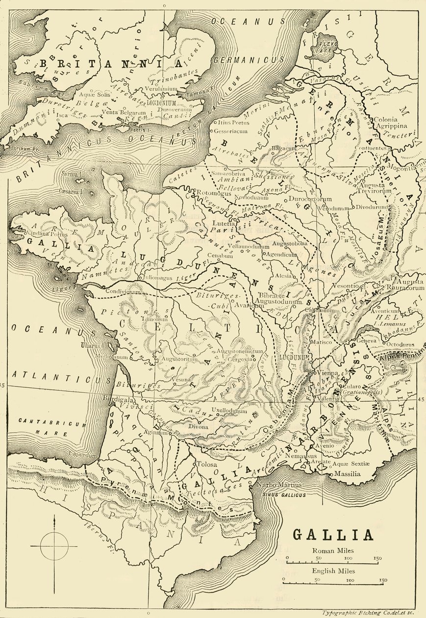 Mappa della Gallia e parte della Britannia da Unbekannt
