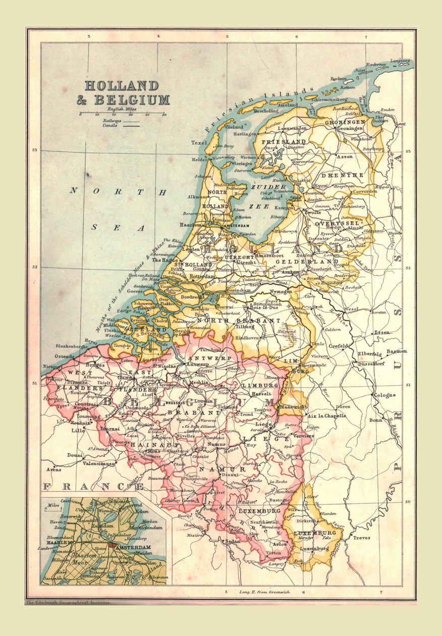 Mappa di Olanda e Belgio da Unbekannt
