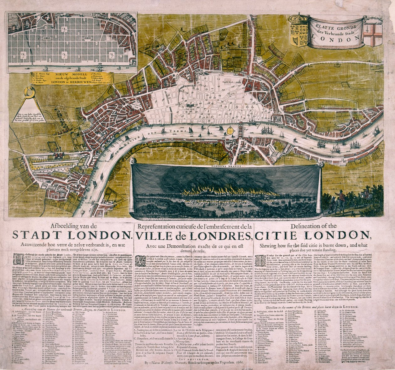 Mappa di Londra, 1666 da Unbekannt