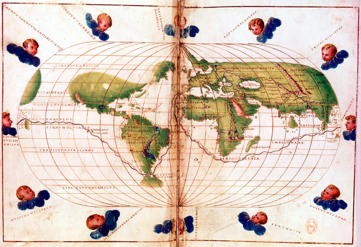 Mappa del viaggio intorno al mondo di Magellano, 1519-1521 da Unbekannt