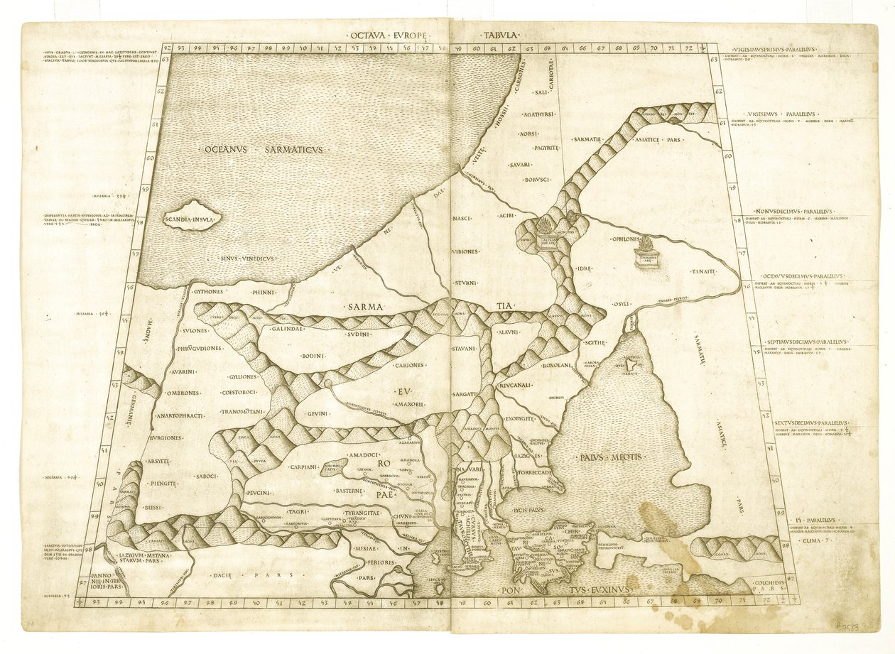 Mappa della Moscovia di Tolomeo Octava Europe Tabula da Unbekannt