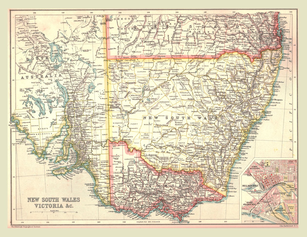 Mappa del Nuovo Galles del Sud e Victoria, 1902 da Unbekannt