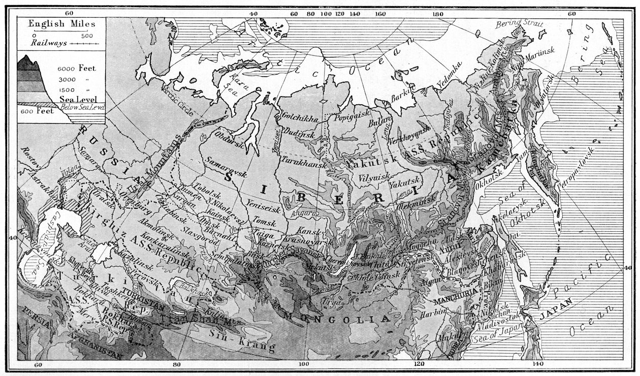 Mappa della Siberia, c1923 da Unbekannt