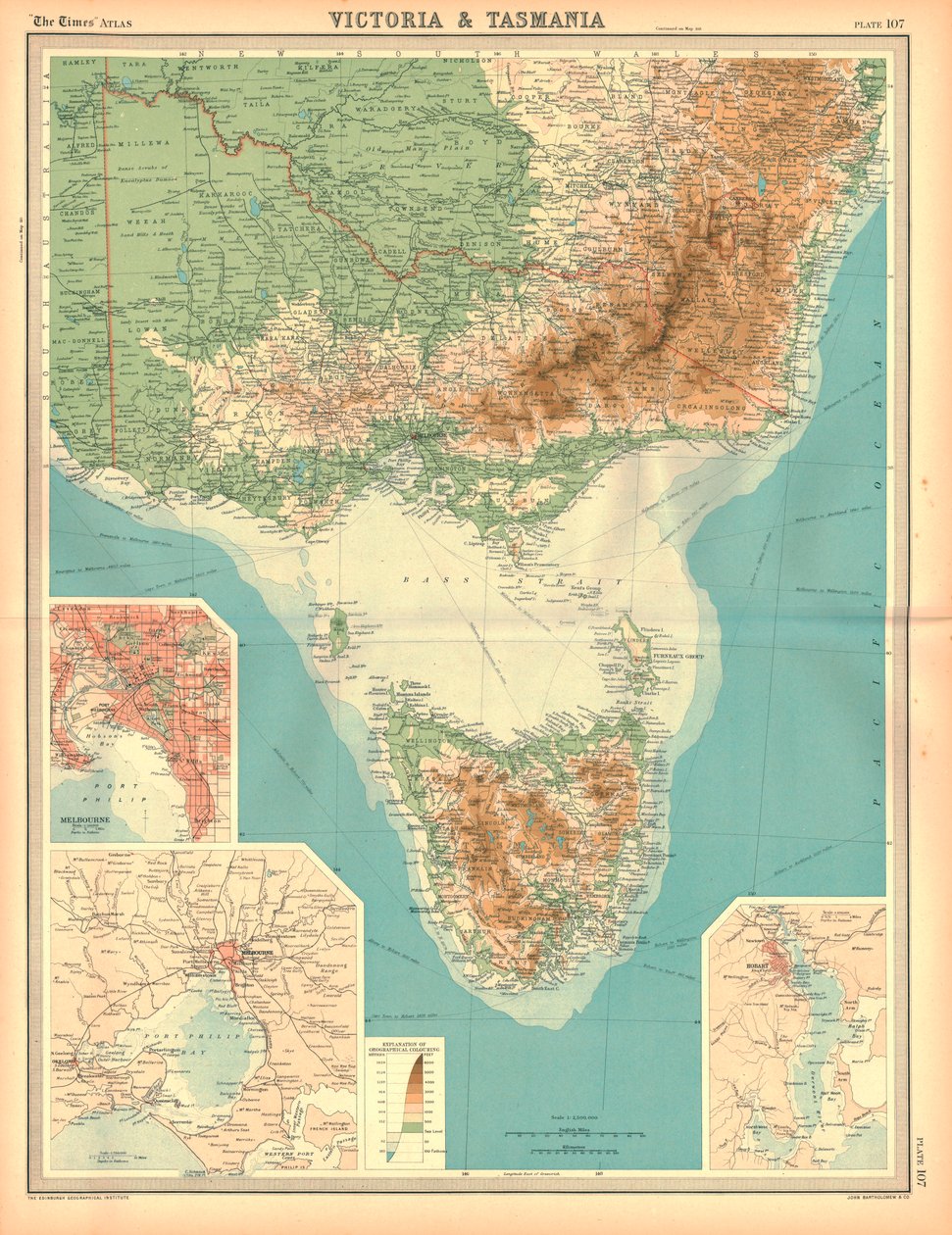 Mappa di Victoria e Tasmania da Unbekannt