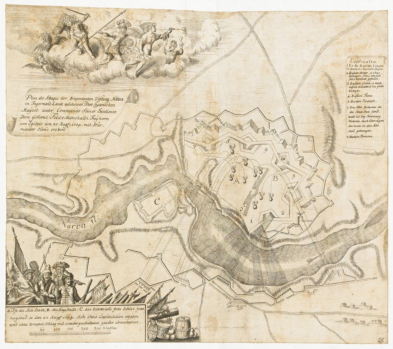 Mappa della battaglia di Narva da Unbekannt