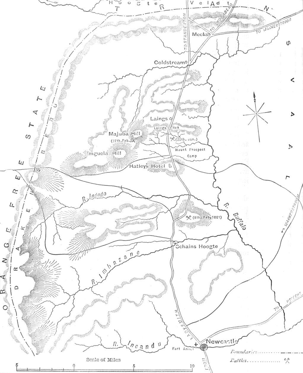 Mappa del paese tra Newcastle e il Transvaal, c1880 da Unbekannt