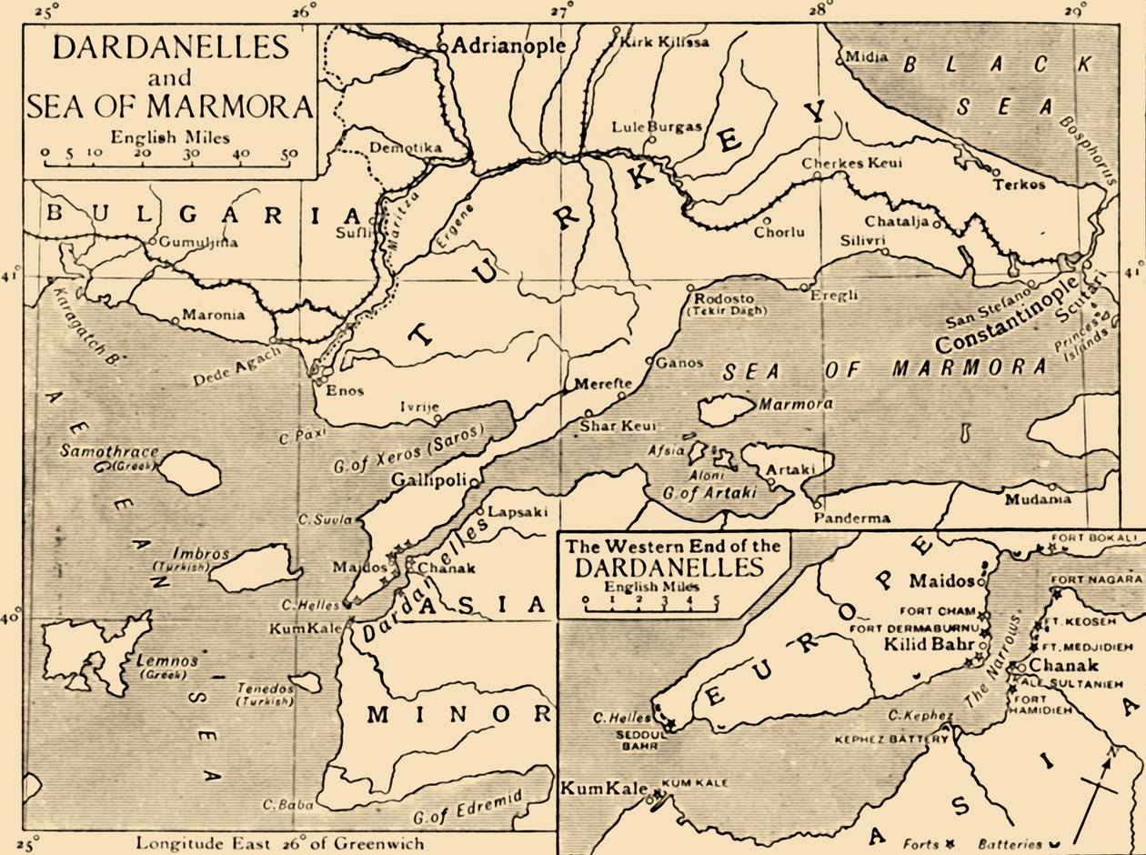 Mappa dei Dardanelli e del Mar di Marmara, c1914, 1920 da Unbekannt