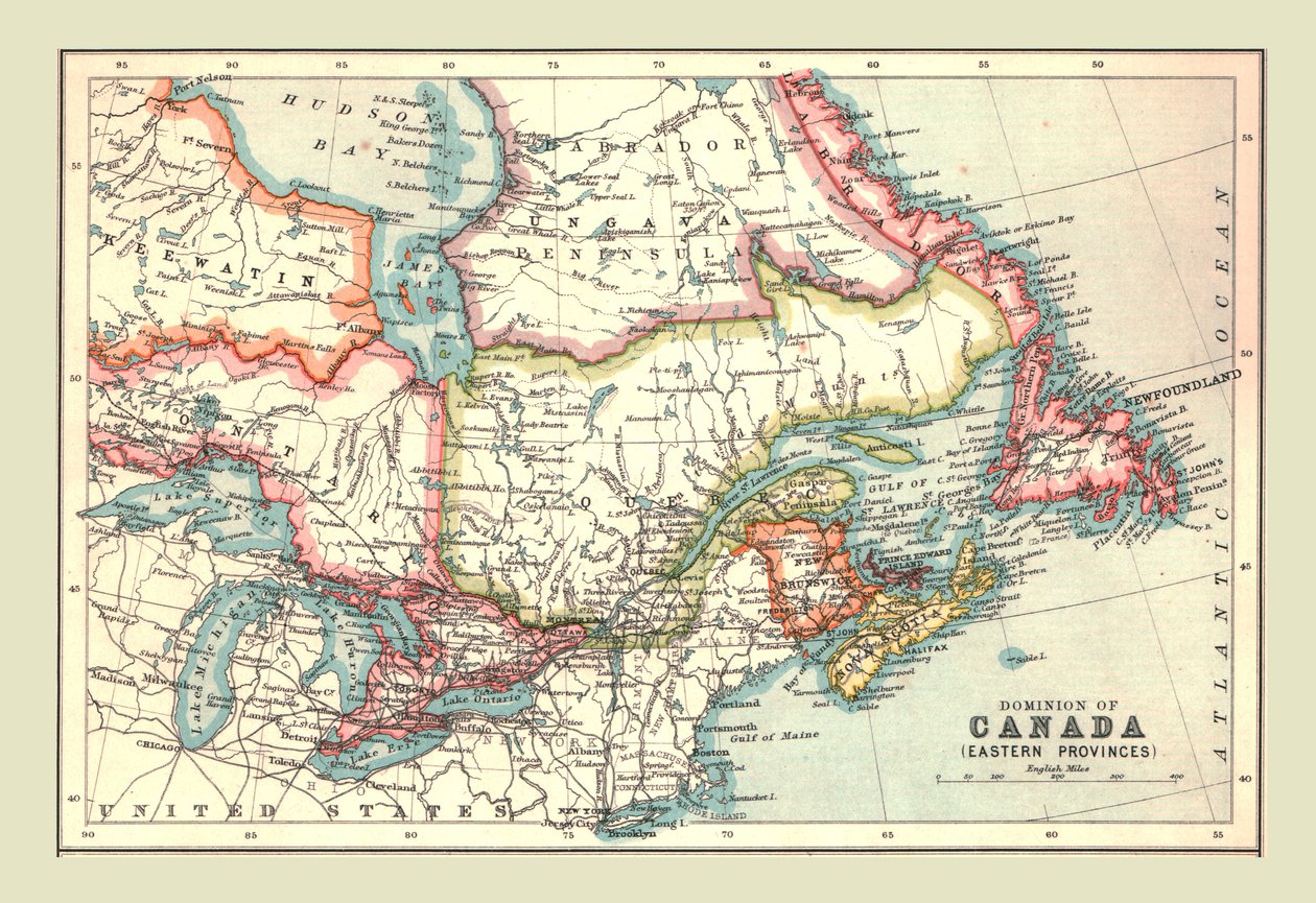 Mappa del Dominio del Canada, Province Orientali, 1902 da Unbekannt