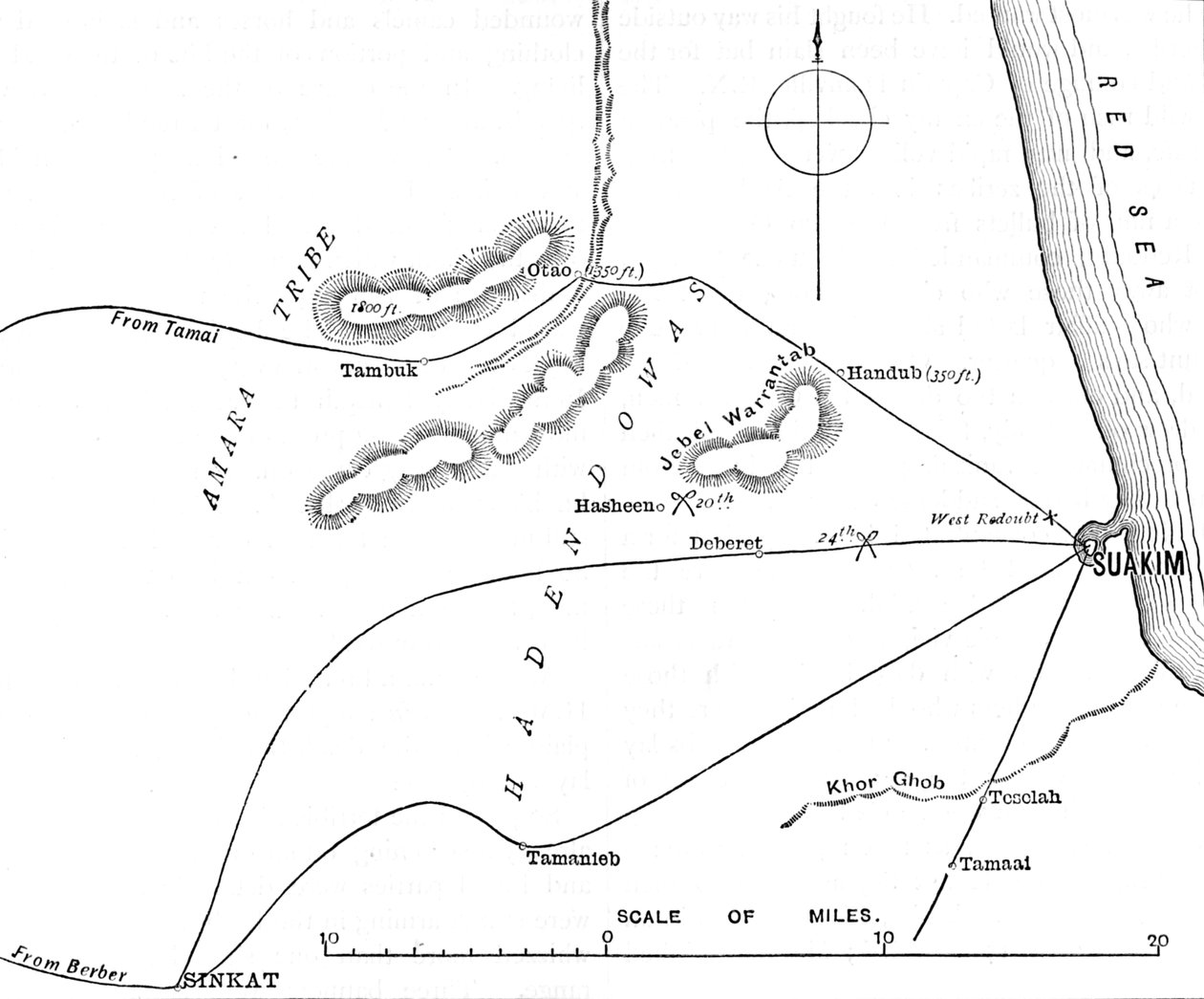Mappa dei dintorni di Suakim, c1885 da Unbekannt