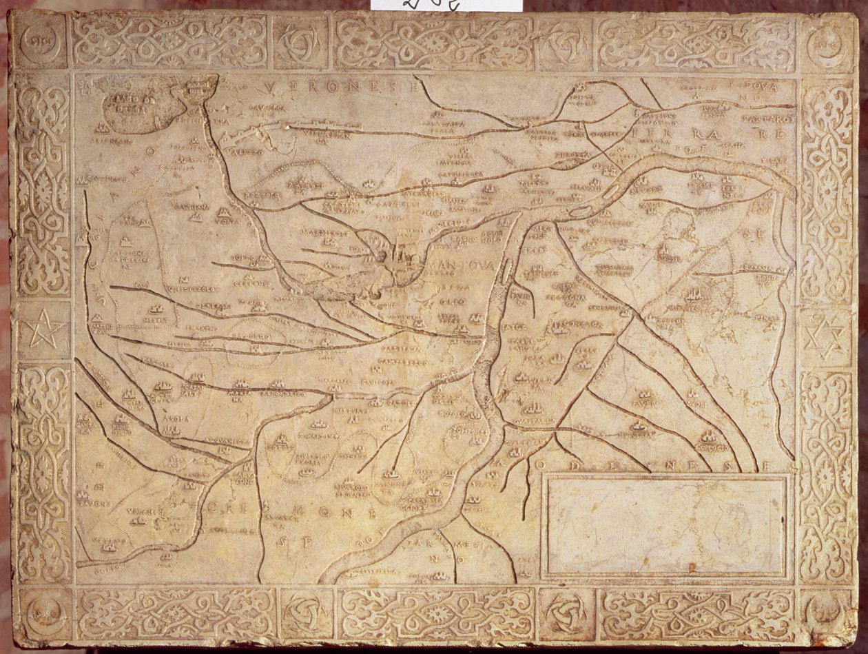 Mappa del territorio mantovano, scolpita a bassorilievo (marmo) da Unbekannt