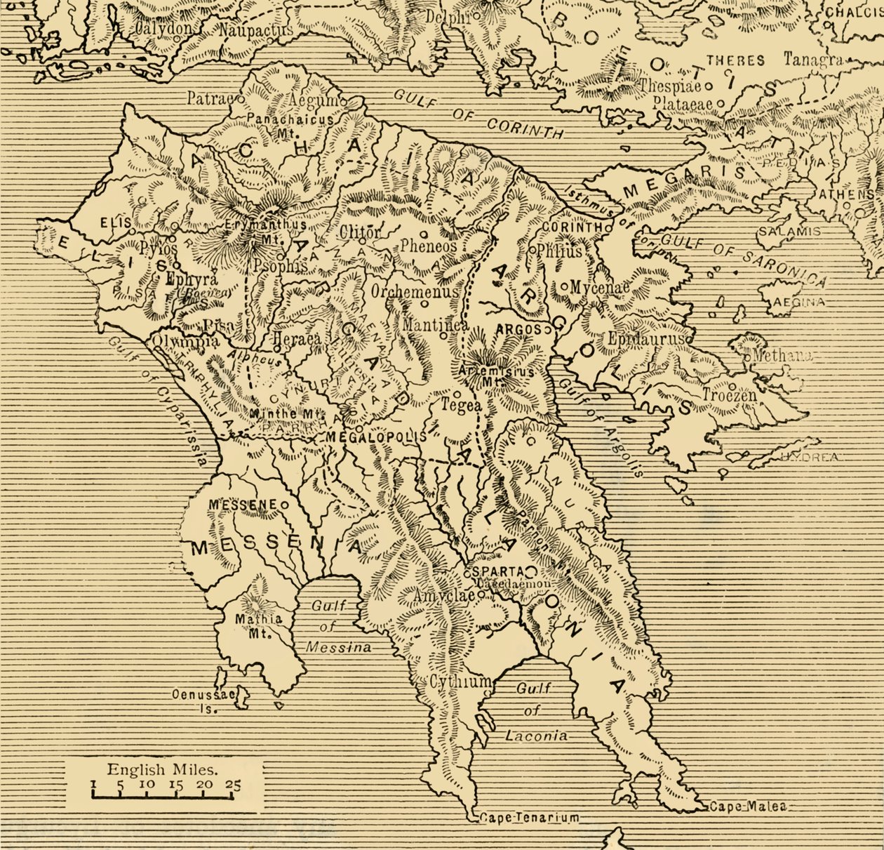 Mappa del Peloponneso da Unbekannt