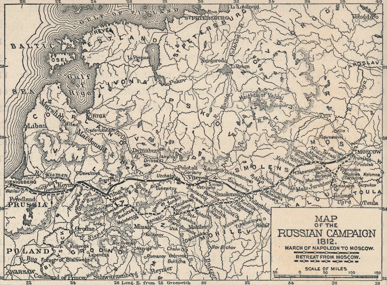 Mappa della campagna russa, 1812 da Unbekannt