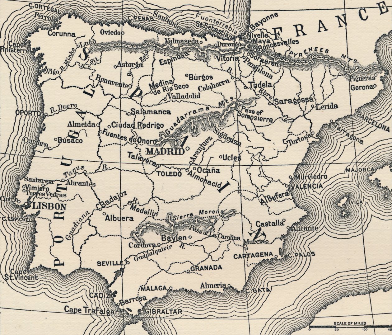Mappa della campagna spagnola, c1807-1814, 1896 da Unbekannt