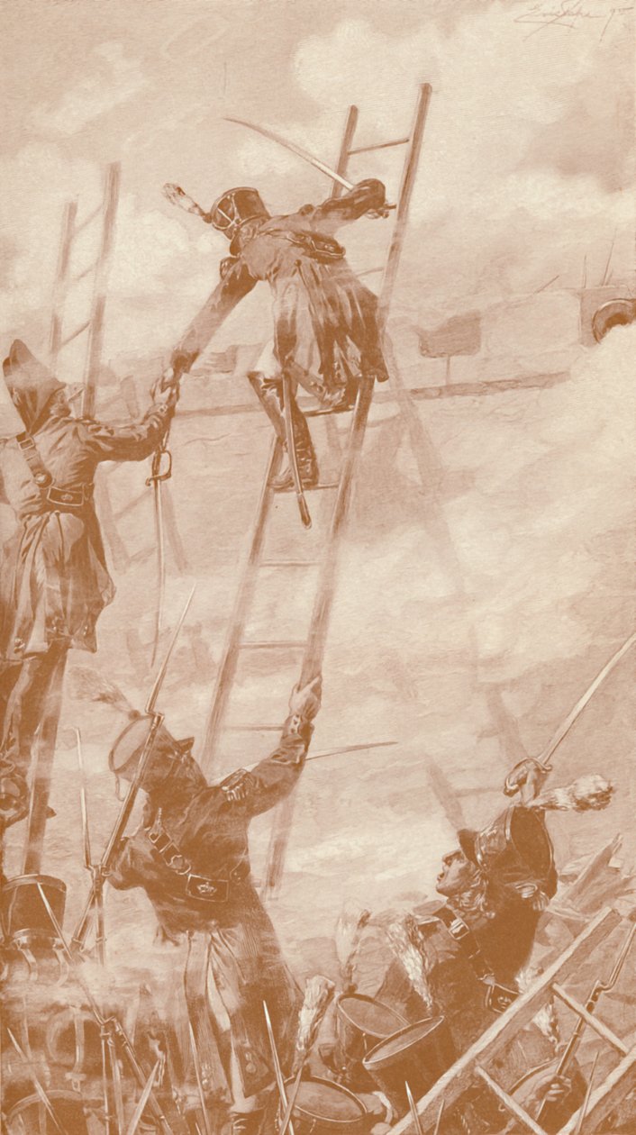 Marbot e Labédoyère scalano il muro a Ratisbona, 1809, 1896 da Unbekannt
