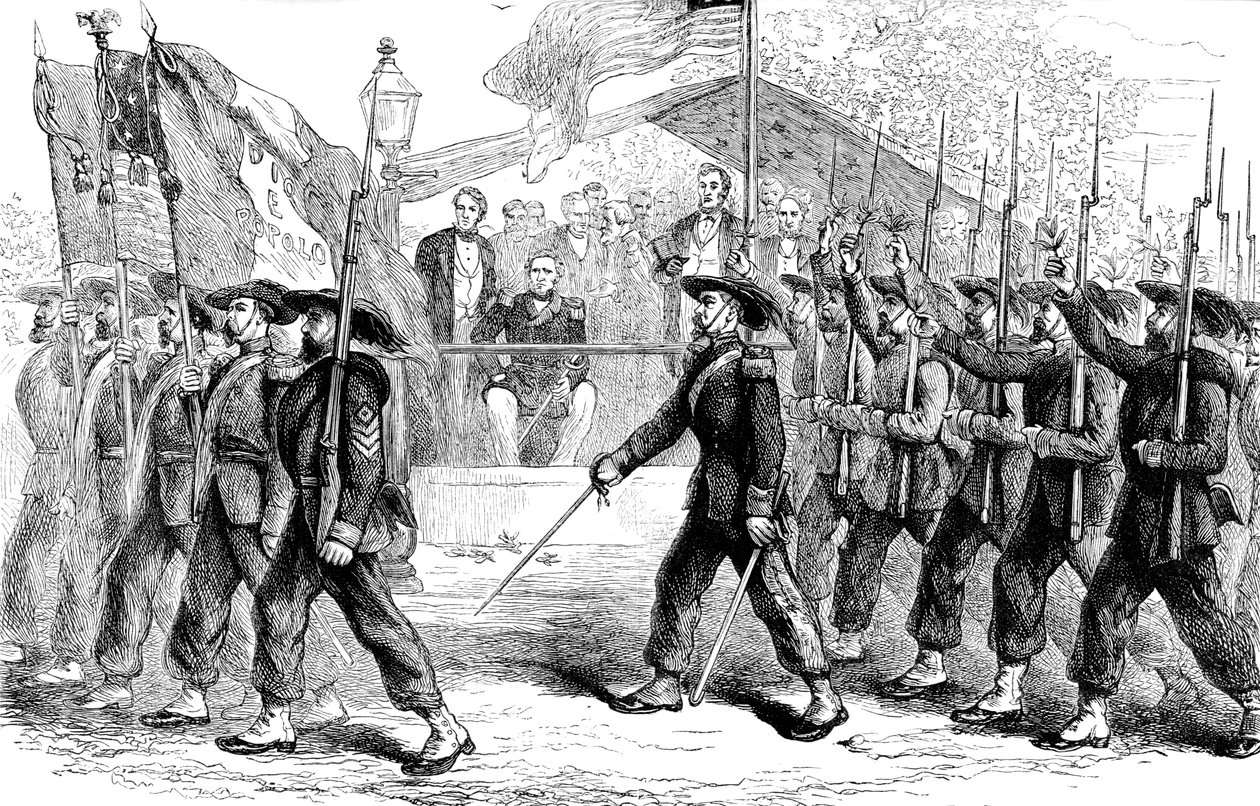 Sfilata della Guardia Garibaldi davanti al Presidente Lincoln, 1861-1865 da Unbekannt