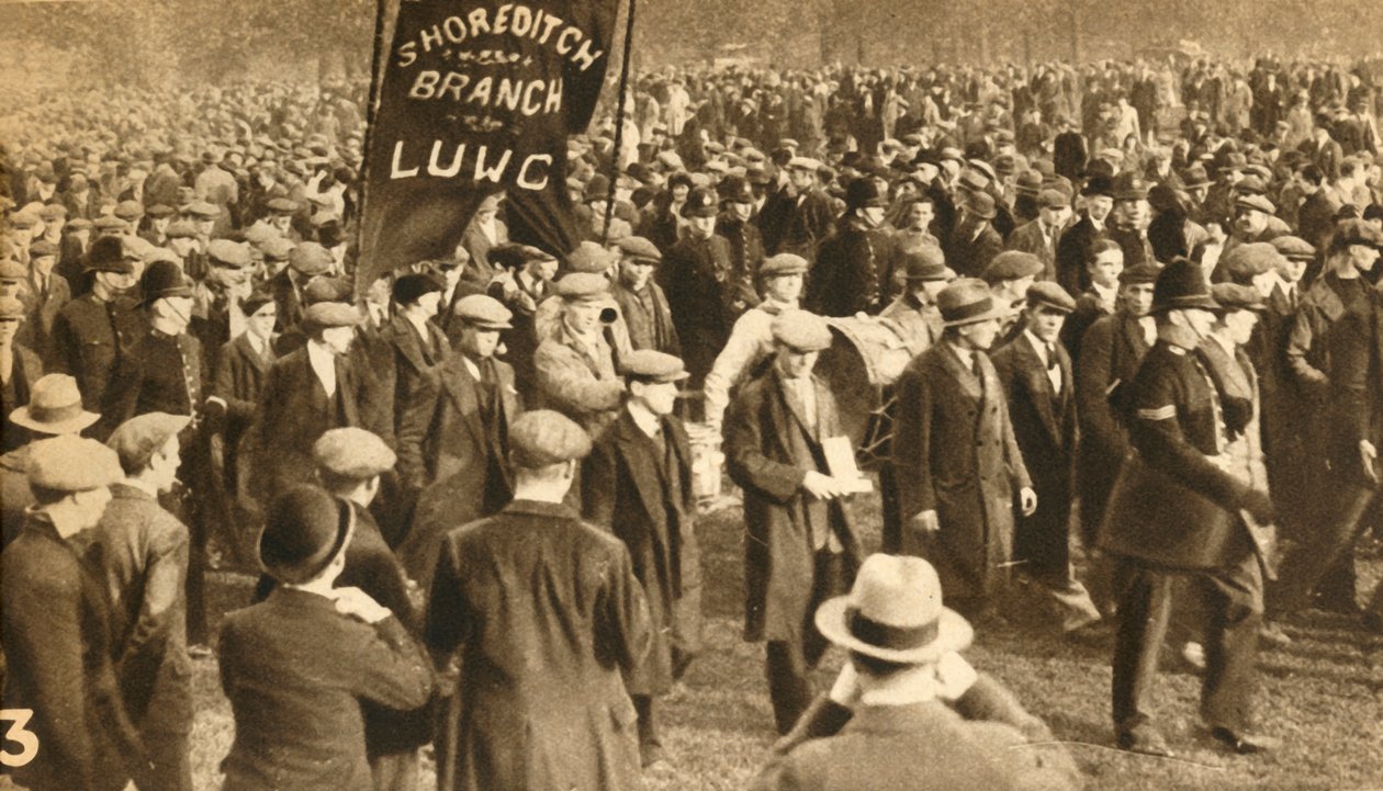 Manifestanti da Shoreditch, proteste del Means Test, Hyde Park, Londra da Unbekannt