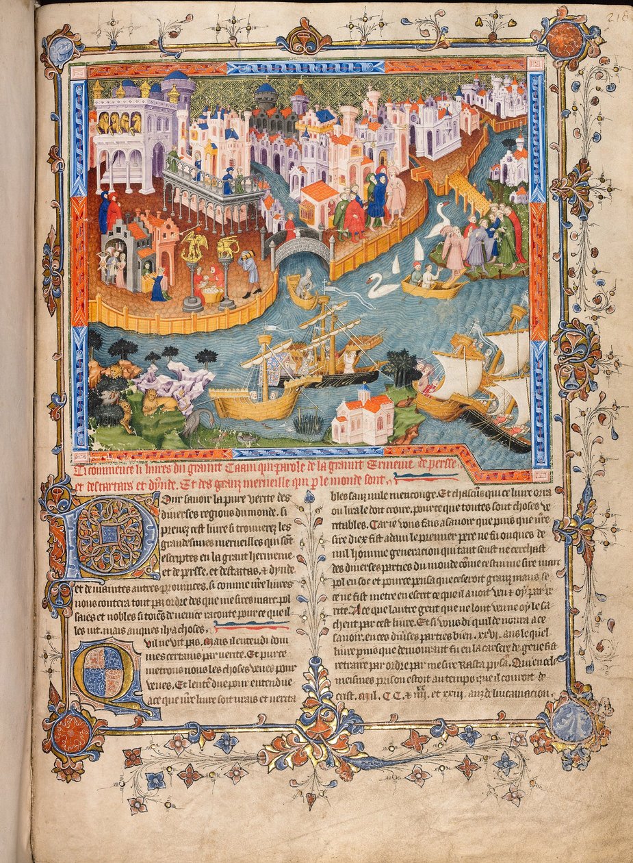 Partenza di Marco Polo da Venezia nel 1271 da I viaggi di Marco Polo, ca 1400 da Unbekannt