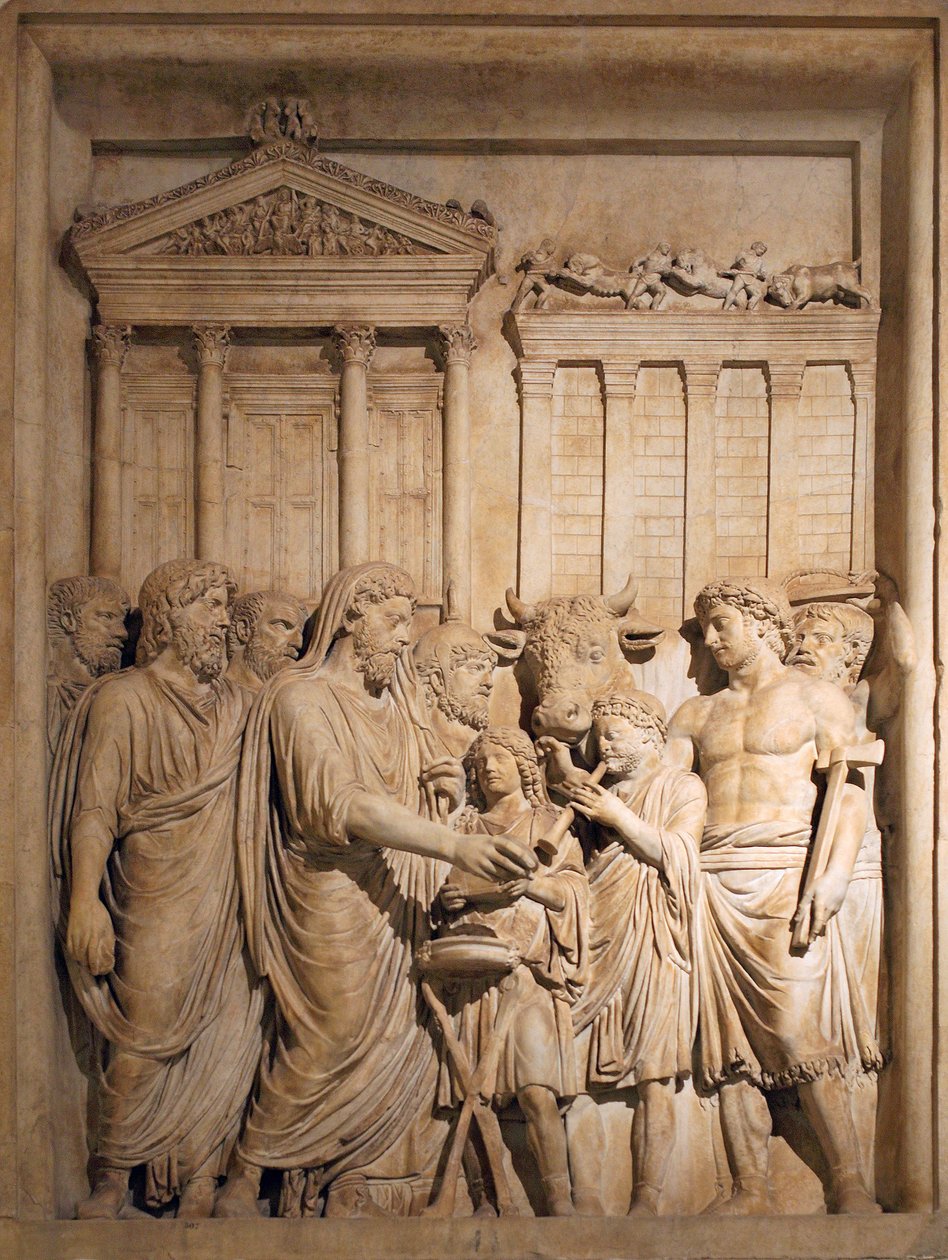 Marco Aurelio e membri della famiglia imperiale offrono sacrifici in segno di gratitudine per il successo contro le tribù germaniche, ca 176-182 da Unbekannt