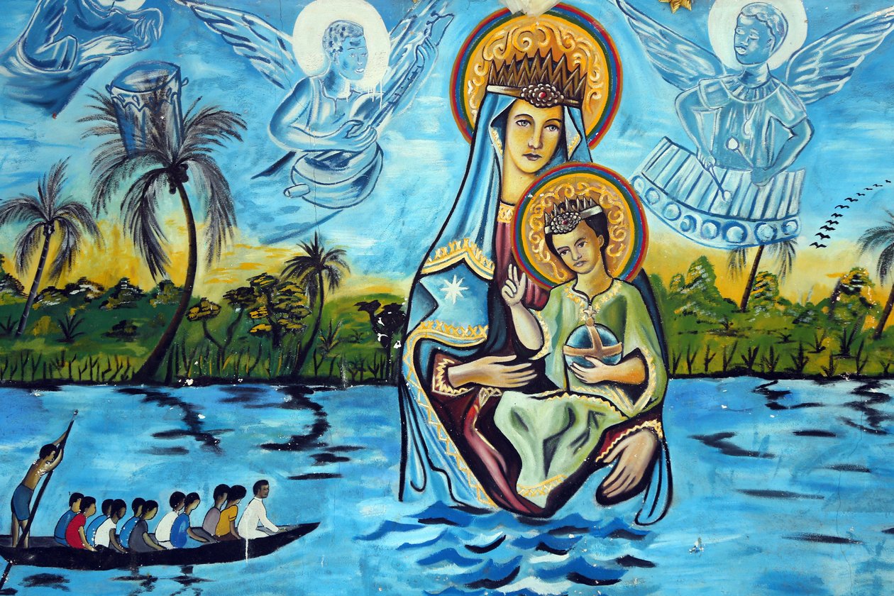 Santuario mariano Nostra Signora del Lago, Togo. Nostra Signora del Lago, Togo. Dipinto murale. Togo da Unbekannt