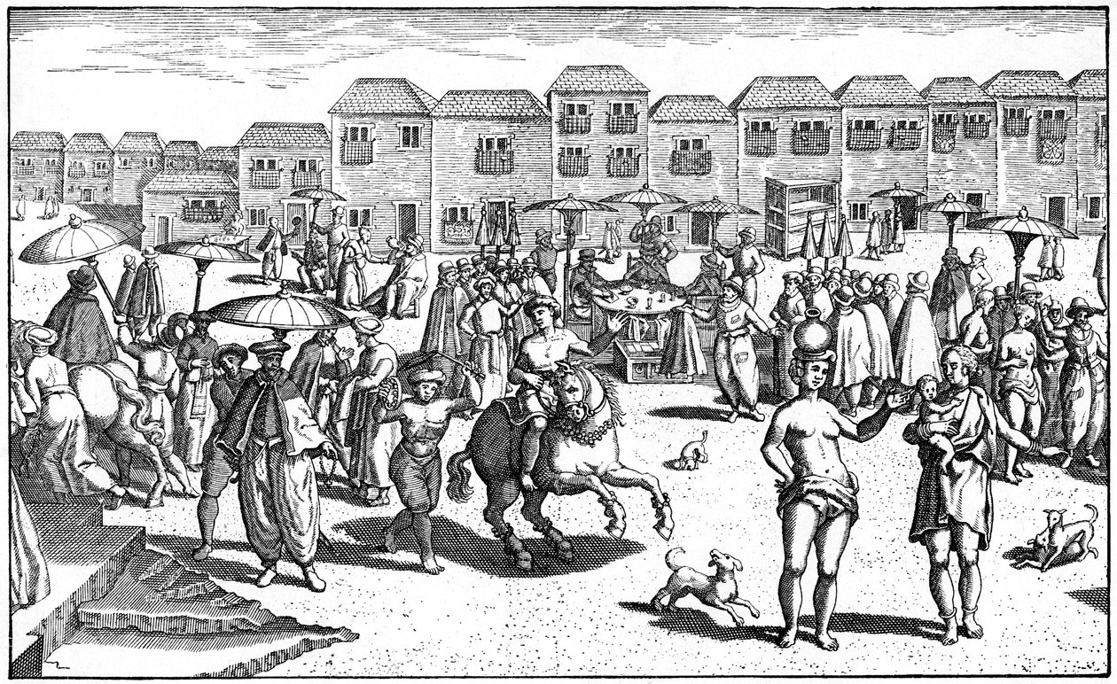 Mercato a Goa, India, 1599 da Unbekannt