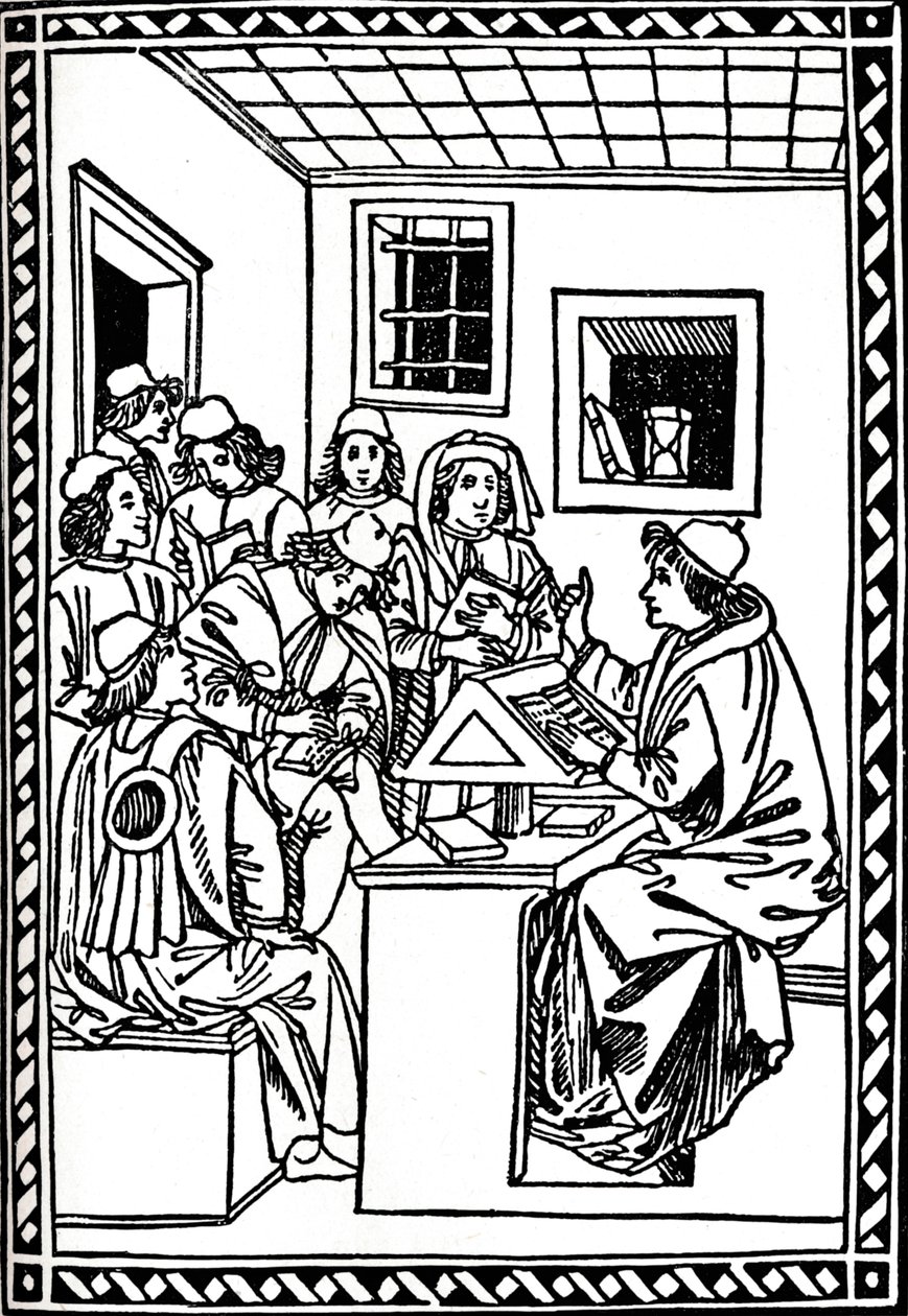 Maestro con i suoi studenti. Cristoforo Landino, 1492, 1917 da Unbekannt