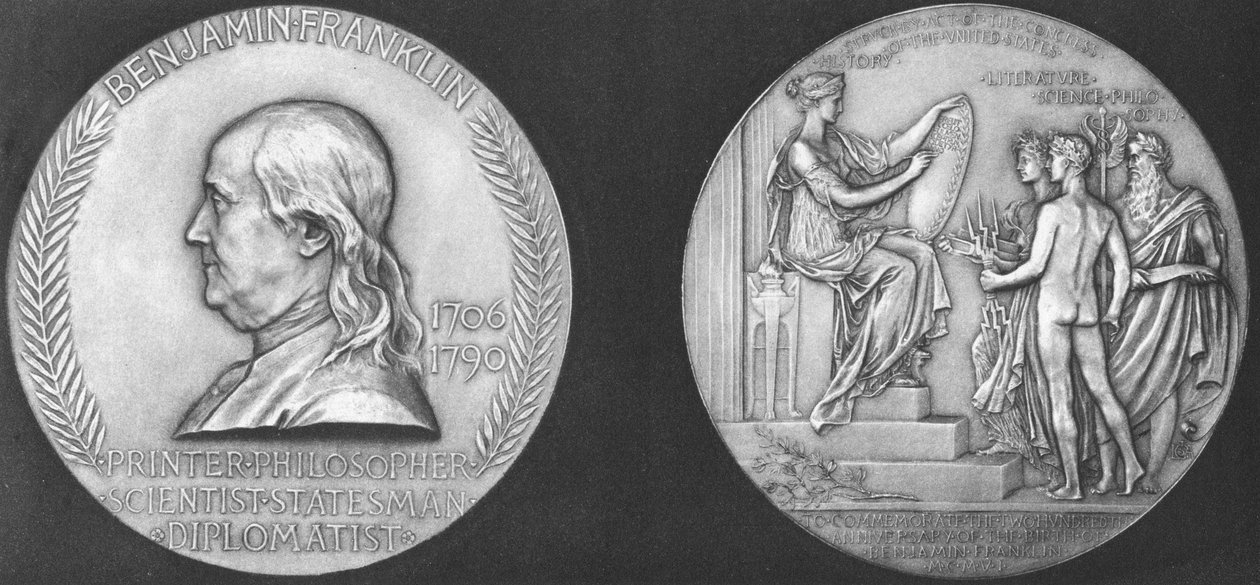 Medaglia coniata per commemorare il 200º anniversario della nascita di Benjamin Franklin da Unbekannt