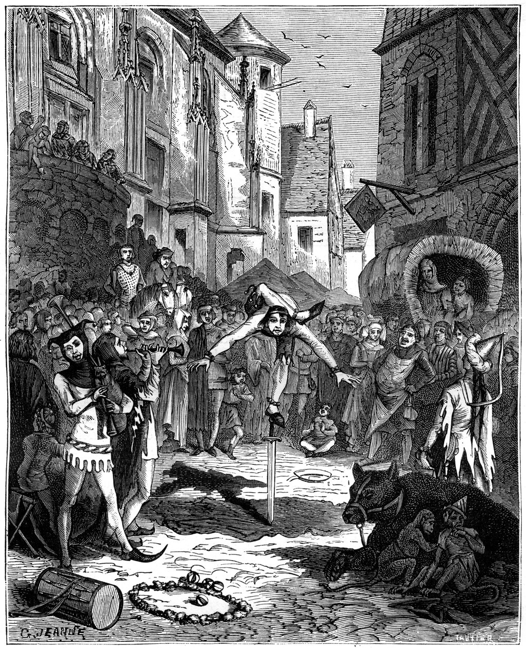 Acrobata medievale e intrattenimento di strada, 1882-1884 da Unbekannt