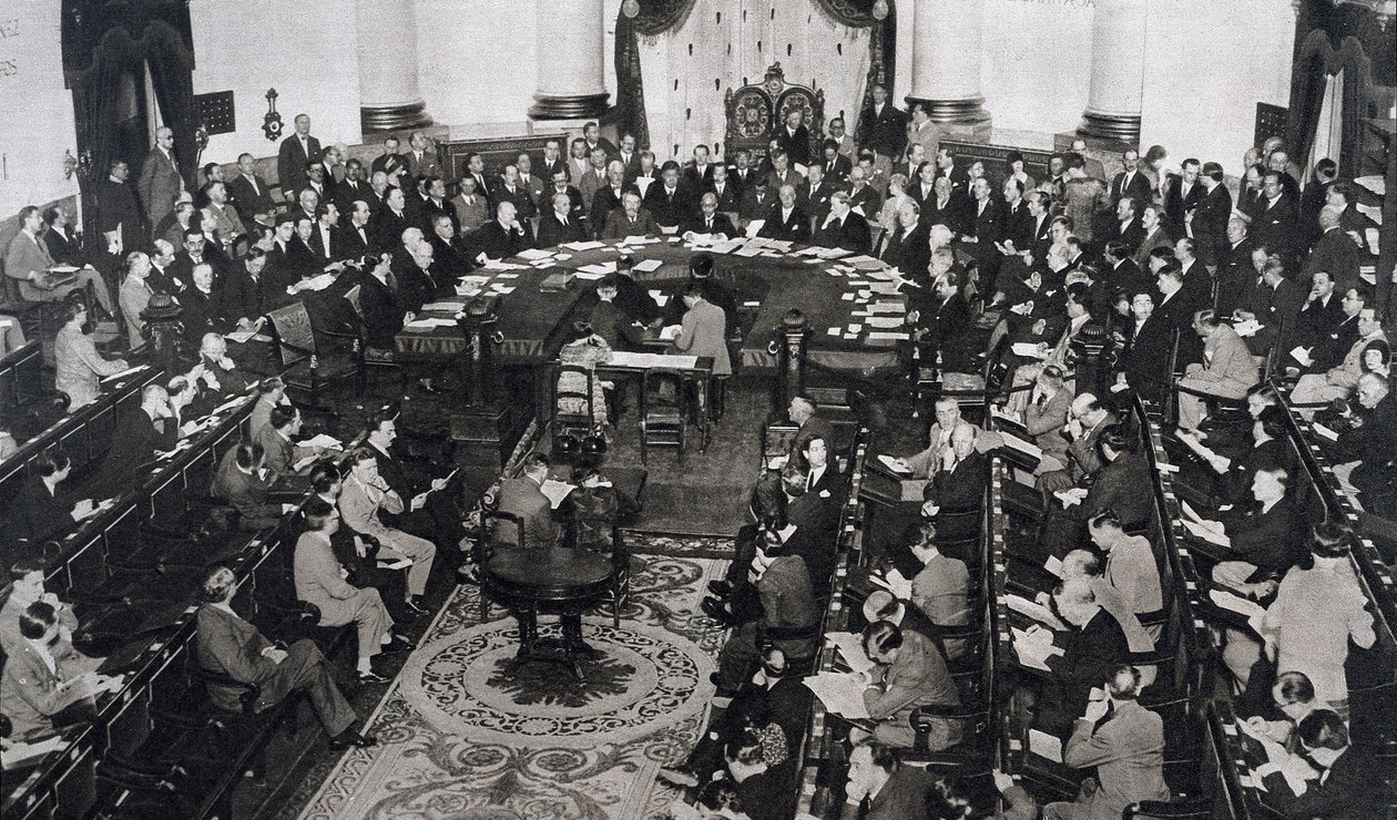 Riunione della SDN o della Lega delle Nazioni il 10/06/1929 nel Palazzo del Senato a Madrid, Spagna da Unbekannt