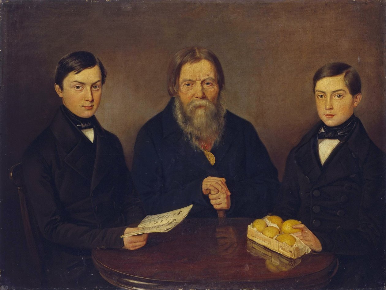 Mercante Smurov con figli, 1840 da Unbekannt