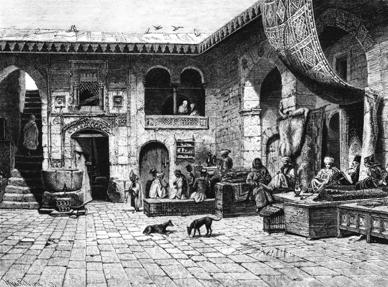 Mercanti di tappeti al Khan El-Country Cottage, 1880 da Unbekannt