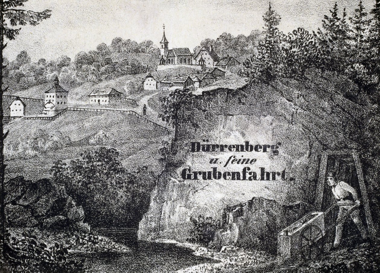 Miniera di sale: scena di lavoro nella miniera, Durrnberg, Austria da Unbekannt