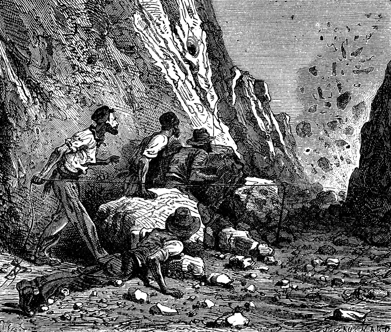Minatori che fanno esplodere, 1879 da Unbekannt