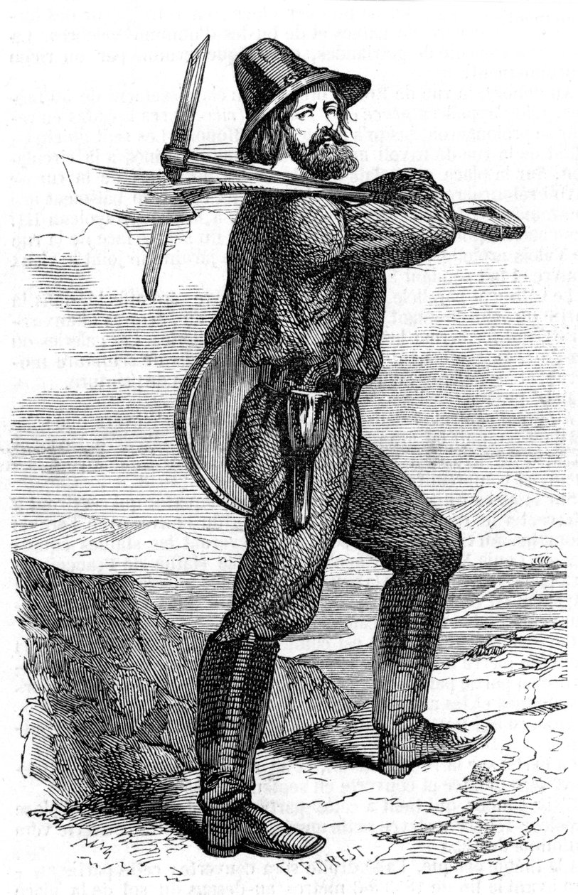 Prospectore minerario nei campi d