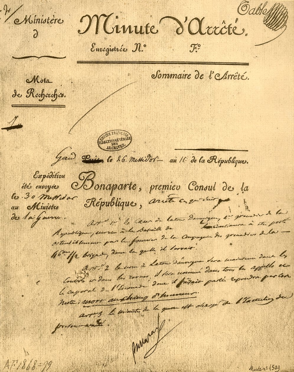 Ordine ministeriale sul soggetto di La Tour d