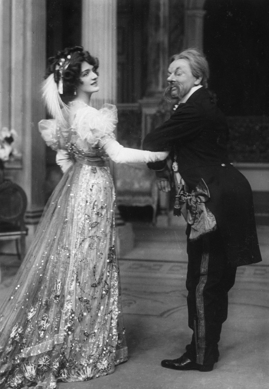 Miss Lily Elsie e Mr George Graves in La vedova allegra, 20° secolo da Unbekannt