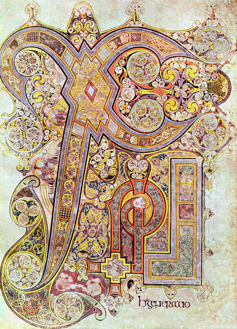 Pagina del monogramma dal Libro di Kells Christi Auteum Generatio, c800 da Unbekannt