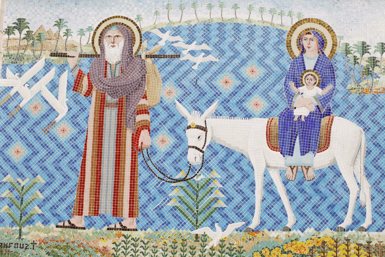 Mosaico nella chiesa ortodossa copta di El Moallaqah: la fuga in Egitto, Il Cairo, Egitto da Unbekannt