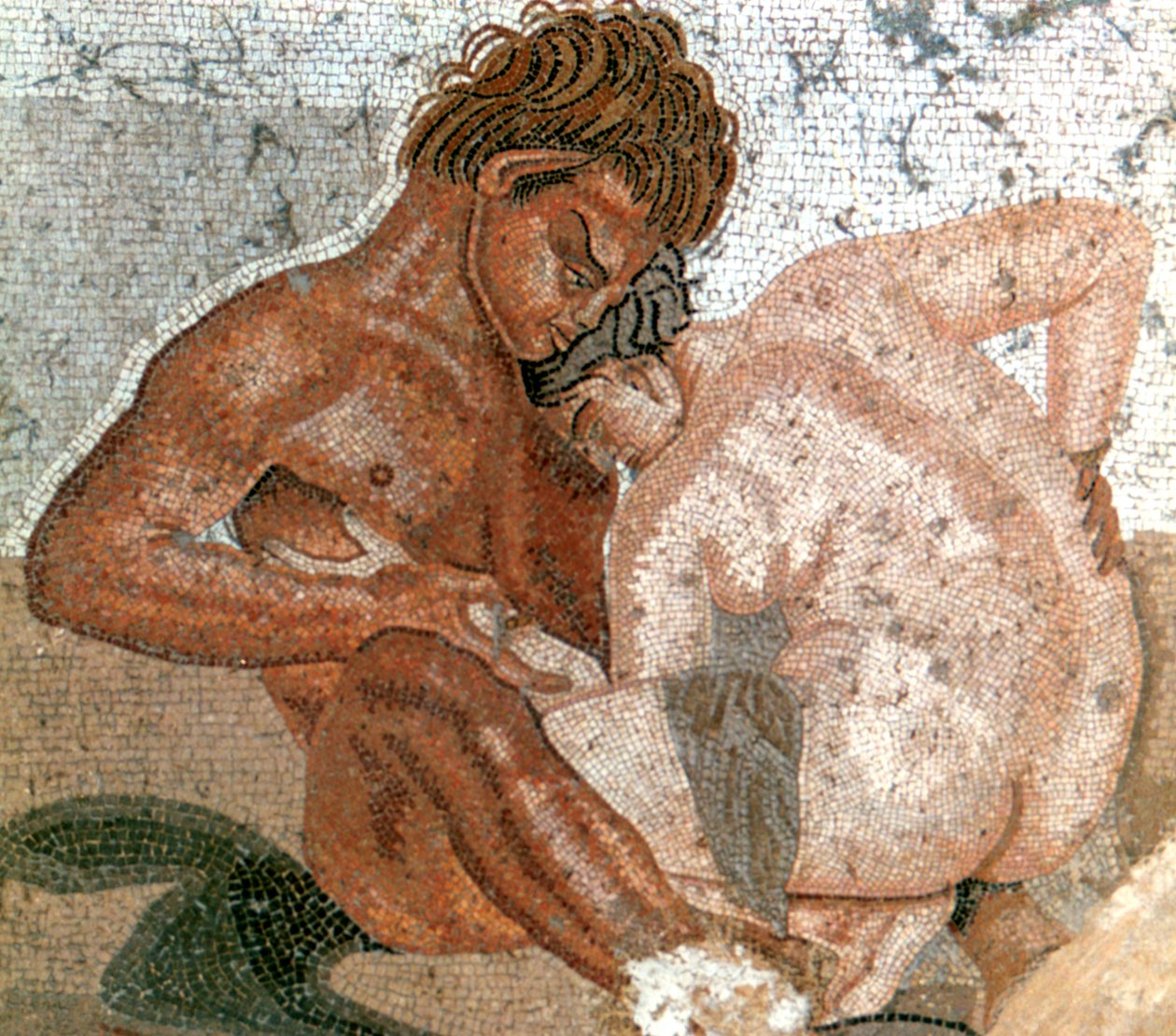 Mosaico di un satiro e una ninfa, Casa del Fauno, Pompei, Italia da Unbekannt