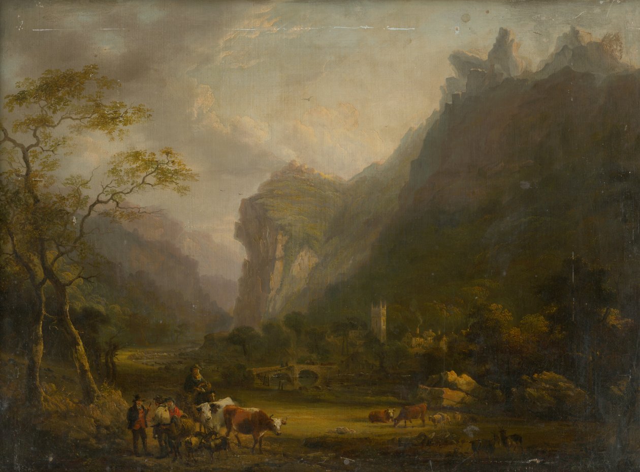 Valle di montagna con gruppo figurativo in primo piano da Unbekannt